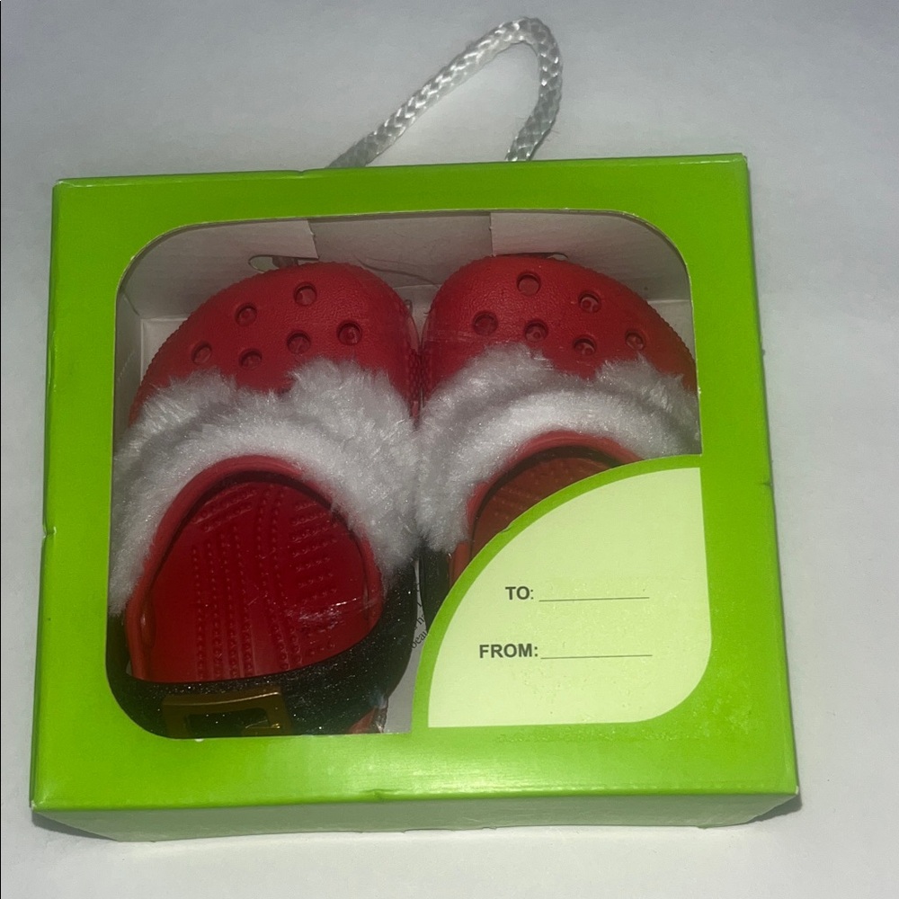 CROCS Kids Red and White Holiday Slippers